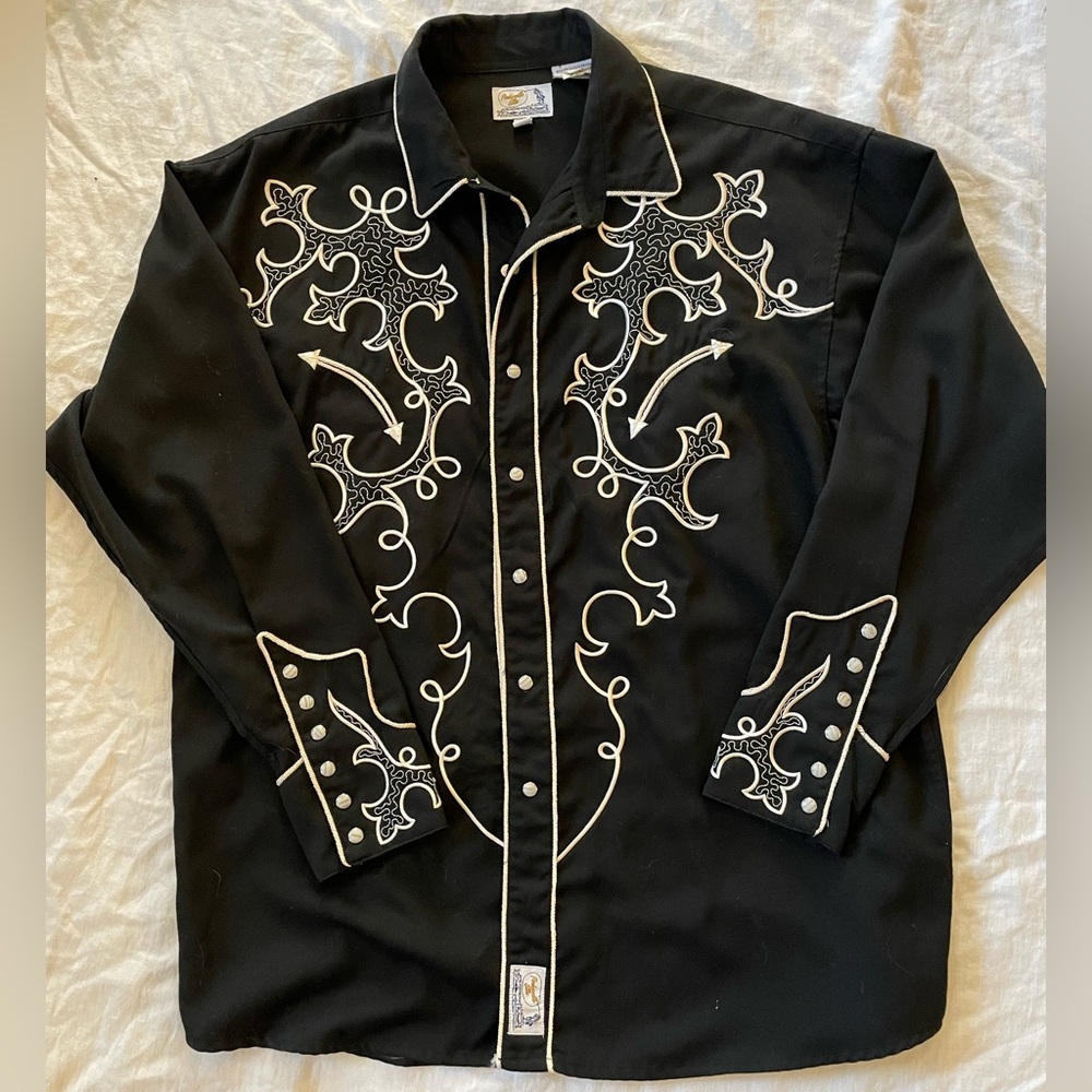 Men’s Panhandle Slim retro Western shirt, black, XL.
